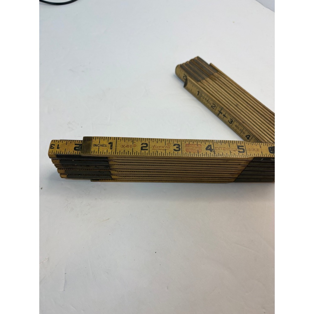 Lufkin‎ X46 Red End Extension Wood Folding Ruler 6 Foot Vintage Carpenter Tool